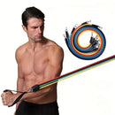 Conjunto de 11 faixas de resistência de TPE, faixas de resistência com âncora de porta, alças, bolsa de transporte, tiras de tornozelo para pernas, faixas de exercícios