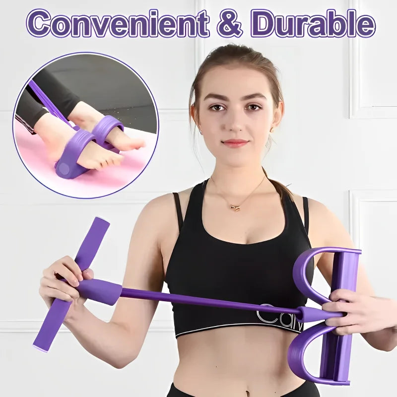 Tensor de pedal de quatro tubos, equipamento de fitness doméstico multifuncional, corda elástica para fortalecimento abdominal e ioga
