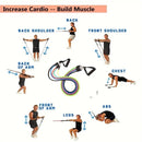 Conjunto de 11 faixas de resistência de TPE, faixas de resistência com âncora de porta, alças, bolsa de transporte, tiras de tornozelo para pernas, faixas de exercícios