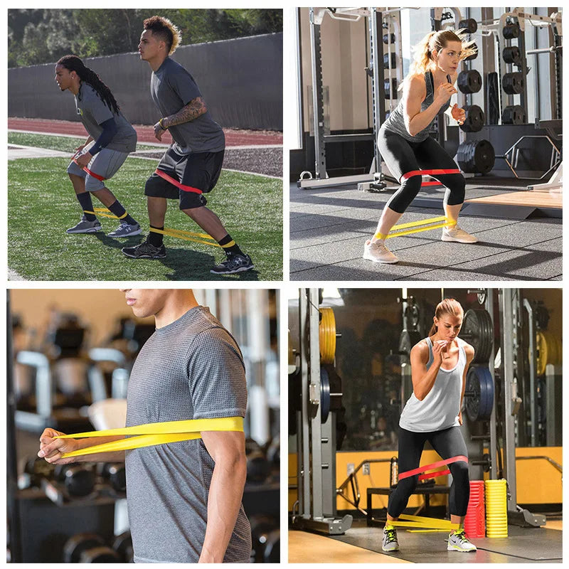 Conjunto de 5 faixas elásticas de resistência para ioga, musculação, pilates, exercícios, faixas expansoras, cinto, equipamento de fitness