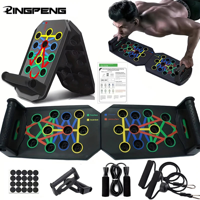 Prancha de flexão multifuncional portátil - Dispositivo de treinamento muscular e fitness Conjunto de exercícios em casa Barra de flexão dobrável Resistência