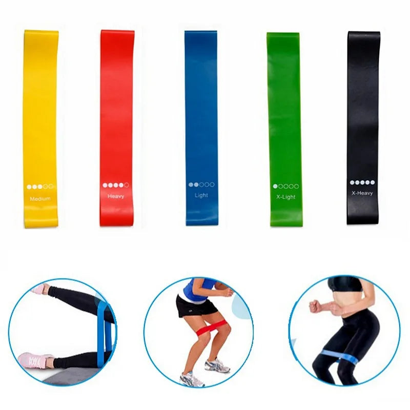 Conjunto de 5 faixas elásticas de resistência para ioga, musculação, pilates, exercícios, faixas expansoras, cinto, equipamento de fitness