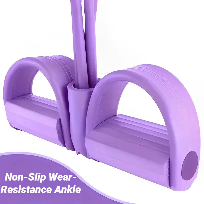 Tensor de pedal de quatro tubos, equipamento de fitness doméstico multifuncional, corda elástica para fortalecimento abdominal e ioga