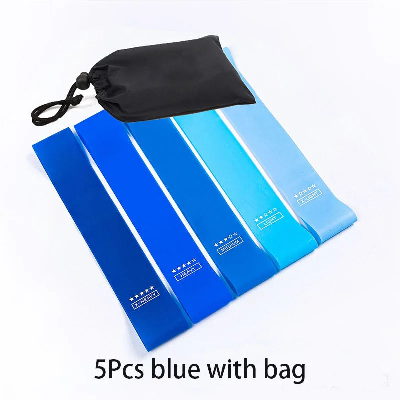 Conjunto de 5 faixas elásticas de resistência para ioga, musculação, pilates, exercícios, faixas expansoras, cinto, equipamento de fitness