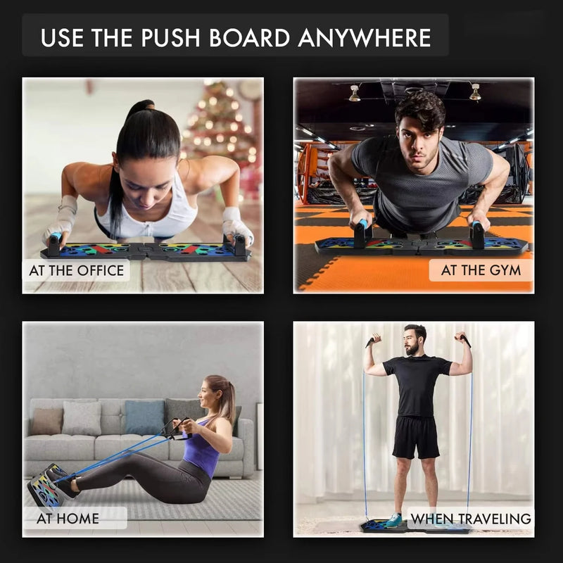Prancha de flexão multifuncional portátil - Dispositivo de treinamento muscular e fitness Conjunto de exercícios em casa Barra de flexão dobrável Resistência