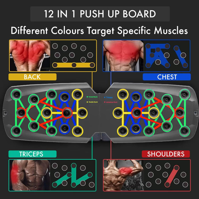 Prancha de flexão multifuncional portátil - Dispositivo de treinamento muscular e fitness Conjunto de exercícios em casa Barra de flexão dobrável Resistência