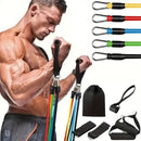 Conjunto de 11 faixas de resistência de TPE, faixas de resistência com âncora de porta, alças, bolsa de transporte, tiras de tornozelo para pernas, faixas de exercícios