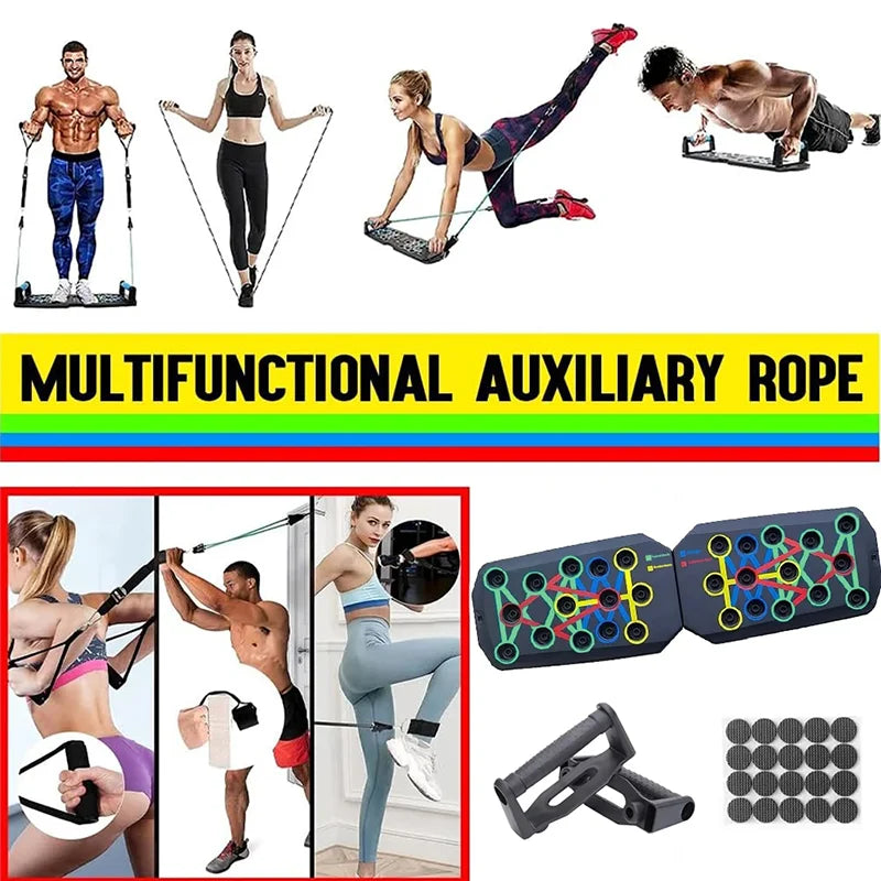 Prancha de flexão multifuncional portátil - Dispositivo de treinamento muscular e fitness Conjunto de exercícios em casa Barra de flexão dobrável Resistência